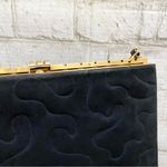 Vintage INDUSTRIA ARGENTINA Navy Midnight Blue Suede Clutch Quilted Chain Bag Photo 10