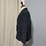 Versalle French Women Circle Pattern Lapel Collar Blazer 40 / US 10 Front Button Blue Photo 4