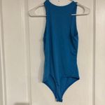 Live in the Moment Womens Tank Bodysuit Size 8 Blue Cutout High Neck Sleeveless Photo 4