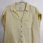 Rachel Zoe  100% Linen Yellow Button Down Shirt, Sz Large Photo 1