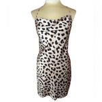 Princess Polly Leopard Cream Black Mini Dress Satin Open Back US Size 12 Photo 2