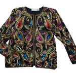 Laurence Kazar VINTAGE  Black Silk Sequin and Beaded Paisley Evening Jacket Photo 0