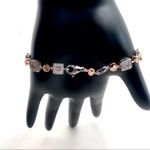 STERLING SILVER & GENUINE DIAMOND SQUARES & CIRCLES JWBR TENNIS BRACELET Photo 5