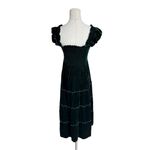 Hill House Home - Velvet Nap Dress Ellie Green Smocked Tiered Midi Sz XS Photo 2