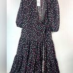 Kate Spade L Drop Waist Wrap Black and Pink Polka Dot Dress Photo 13