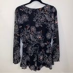 ASTR Black White Red Long-sleeved Floral Romper Size Medium Christmas Holiday Photo 3