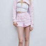 ZARA  TERRYCLOTH ARM WARMER SWEATSHIRT Pink White Stripe Size Medium NEW! Photo 0