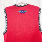 VTG Signatures By Northern Isles Women Sweater Vest Sz L Red Embroidered Novelty Photo 6