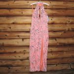 Mac Duggal  6030 Womens High Neck Embellished Mesh Gown With Slit Dress Coral Photo 5