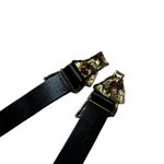 VTG Mimi Di N Bow Belt 1986 Gold Interlocking Front Clasp Statement Belt Buckle Black Photo 3