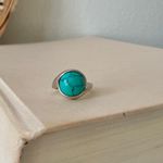 Boutique “Dixie” Southwestern Blue Turquoise Silver Ring 6.5 Cowgirl Maximalist Photo 3