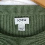 J.Crew Sweater Womens L Green Ruffle Sleeve Cotton Ribbed Knit Classic Fit Size L Photo 4