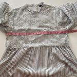 ZARA  Woman Striped Floral Lace Blouse | Peplum Hem Long Sleeve Top Size M Photo 3