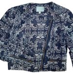 Skies Are Blue Anthropologie asymmetrical denim cropped jacket, size S EUC Photo 9