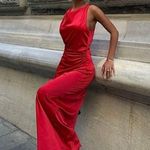 ZARA  dress Maxi  Red satin Lingerie Fitted wedding Party Photo 6