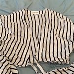 Privacy Please  Stripped Tie Cropped Shirt Photo 1