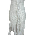 Edge  BKS White Call On Me Mesh Layered High Low Ruffle Bodycon Dress Small S Photo 0