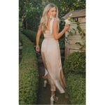 Show Me Your Mumu  Claire Midi Dress Champagne Luxe Satin Slit Sleeveless Gold S Photo 1