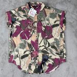 Desigual  Floral Print Button Down‎ Short Sleeve Shirt Top Blouse XL Tropical Photo 1