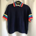 United Colors Of Benetton Vintage Made in Italy Rainbow Sleeve/collar Polo RARE Photo 0