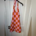 Peppermayo The Groove Knit Halter Dress - Pink and Orange Checkers Photo 2