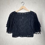 Anthropologie By  Women’s Victorian Lace Cutwork Blouse Top Boho in Black S Photo 4