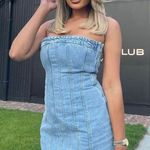 ZARA Mini Denim Dress Bandau Sleevless Blogger Casual Summer Photo 9