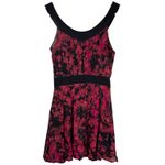 Bebe Black Pink Floral Print A Line Dress Women's Size Small Sleeveless Photo 3