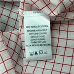 Foxcroft  Women’s Blouse White Red Tencel Rolled Sleeve Gingham Button Up Size 10 Photo 10