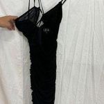 LEAU Sleeveless Cutout Crisscross Strap Ruched Bodycon Midi Dress Black Women XS Photo 0