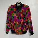 Spenser Jeremy Black Alphabet Silk Vintage Bomber Jacket Sz M Size M Photo 1