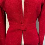 Adrianna Papell Women Vintage Red Beaded Blazer Jacket Button Closure Size 10 Photo 5