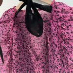 Topshop  ChiffonFloral Print Tie Front Puff Shoulder Long Sleeve Blouse Size‎ 4 Photo 3