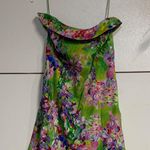 KABDUL MIAMI GREEN FLORAL STRAPLESS MINI DRESS LARGE Photo 0