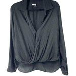 Reformation Black 100% Silk Drape Front Button Closure Blouse Sz M Photo 0