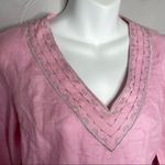 Lilly Pulitzer Vintage White Label Linen Top Womens Size XS Beaded Embroidered Photo 1