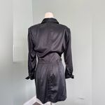 Frame  Strong Shoulder Mini Dress in black stretch silk. sz M cocktail festive Photo 1
