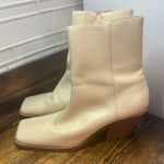 Anthropologie  Off White Heeled Squared Toe Boots Size 9 (40) Photo 0