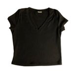 Full Tilt  Ribbed V-Neck Crop Tee Black Size M Stretch Fitted Top Photo 2