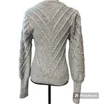 White House | Black Market  size small embroidered v-neck sweater with puff sleeves Photo 6