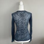 V Christina Y2K Burnout Long Sleeve Top Sz S Rhinestone Peace Sign Graphic Tee Blue Photo 8