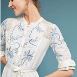 Anthropologie Tiny  Amarante Embroidered Shirtdress Women's S Cream Boho Hippie Photo 1