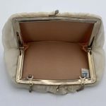Vintage Cream Chiffon Fabric USA Clutch Evening Bag Gold Hardware Purse Orange Photo 9
