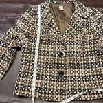 Sigrid Olsen ‎ Wool Blazer Lined geometric Plaid Black Brown Preppy Secretary L Photo 13