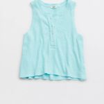 Aerie Sunspun Waffle Cropped Tank Top Photo 1
