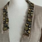 Loft • Beige Tan Gemstone Jewelled Merino Wool Cardigan Photo 34