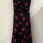 Ali & Jay  Ariel Dress Midi Novelty Print Lips Sexy Black Pink XS Ruched Dot Photo 6