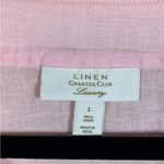 Charter Club Luxury Bubblegum Pink Embroidered Floral Appliqué Cutout Linen Top Photo 3