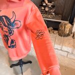 SheIn  Orange Hoodie with Cute Cow Print Photo 3