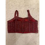 American Eagle  Boho Crop Top‎ Womens Medium M Stripe Red Smocked Back Feminine Photo 1